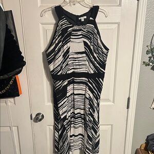 New York & Company Black and White Striped Halter Midi Dress